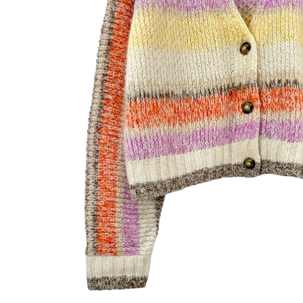 [sold] XiRENA Laramie Sweater Cream Yellow Striped Loose Knit Light Cardigan - Picture 6 of 9